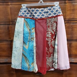 Tracey Evans Bo-Ho LTD Flared Skirt  Sheer Panels Sz 11